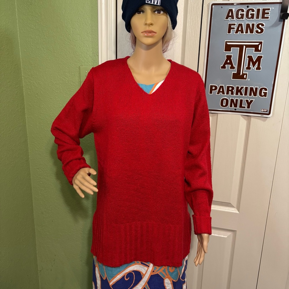 JR Bentley Red V-Neck Women's Sweater